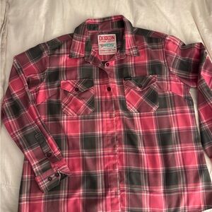 DIXXON Pink and Black Plaid Women's Top
